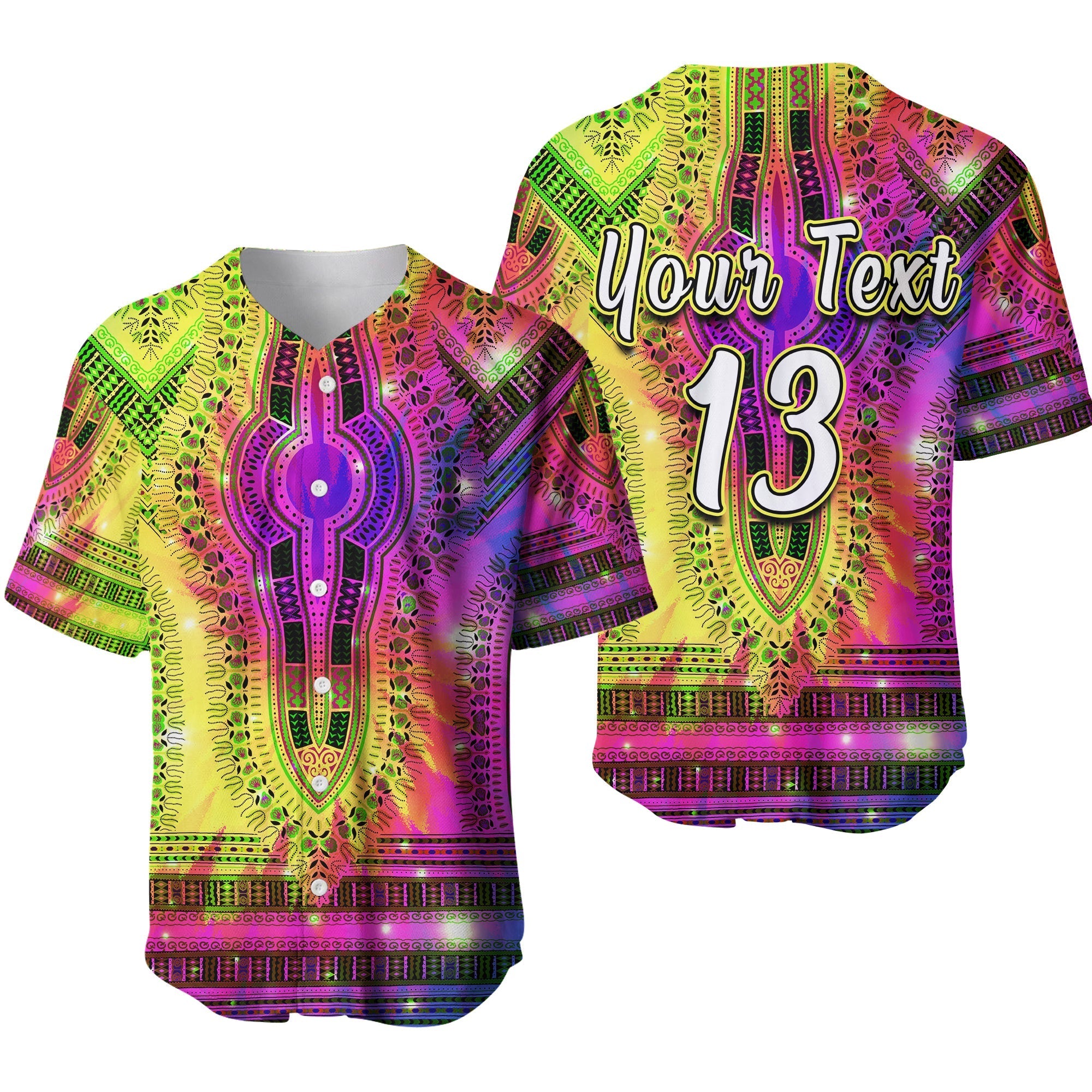 (Custom Text and Number) Africa Tie Dye Baseball Jersey Special Dashiki Pattern Ver.01 LT13 - Wonder Print Shop