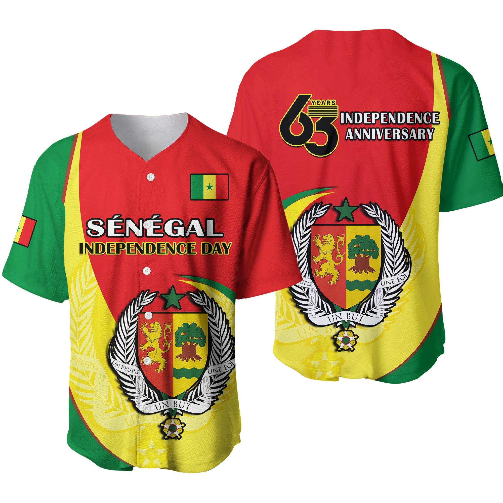 Senegal Baseball Jersey Happy 63th Independence Day Ver.01 - Wonder Print Shop