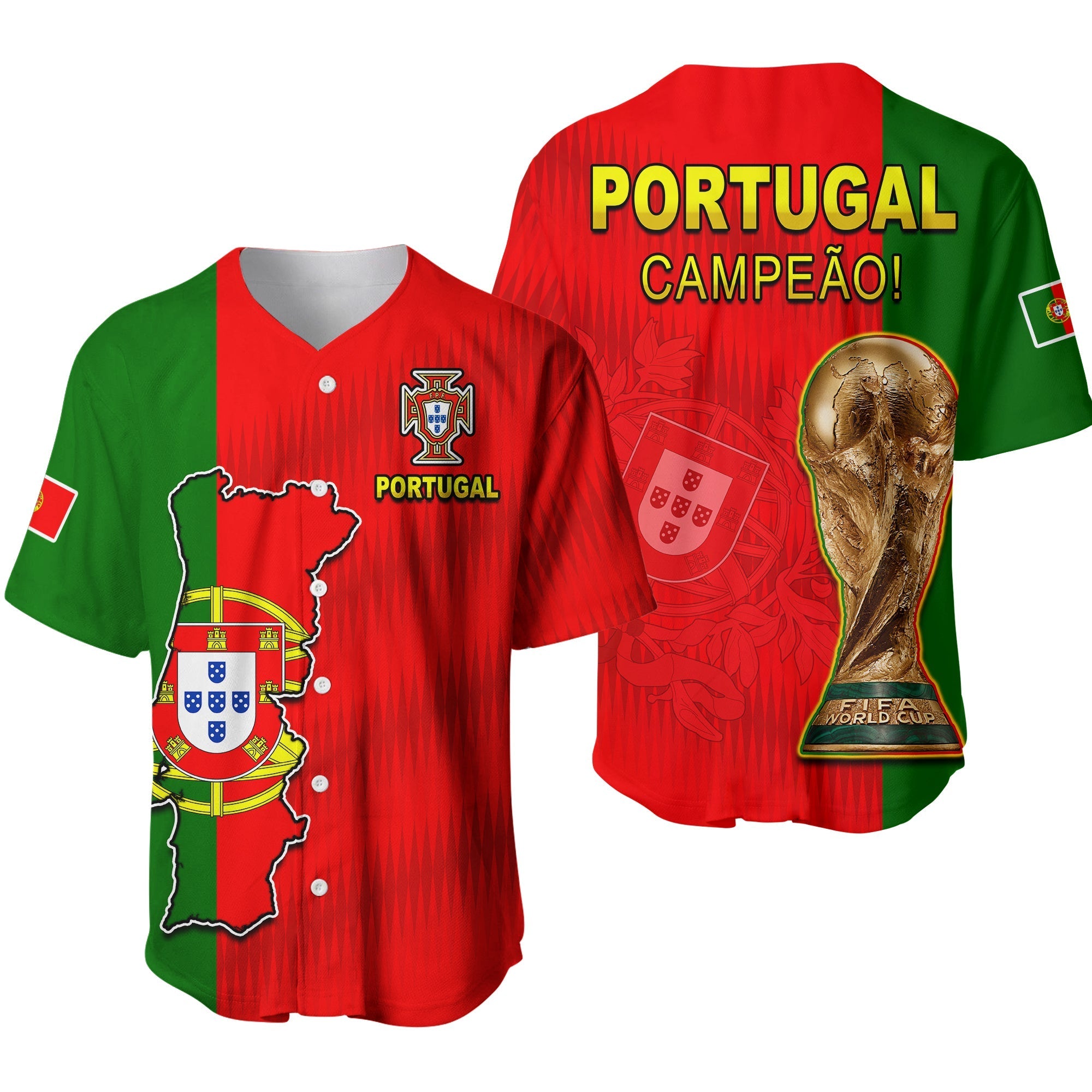 Portugal Football 2022 Baseball Jersey Style Flag Portuguese Champions Ver.01 LT13 - Wonder Print Shop