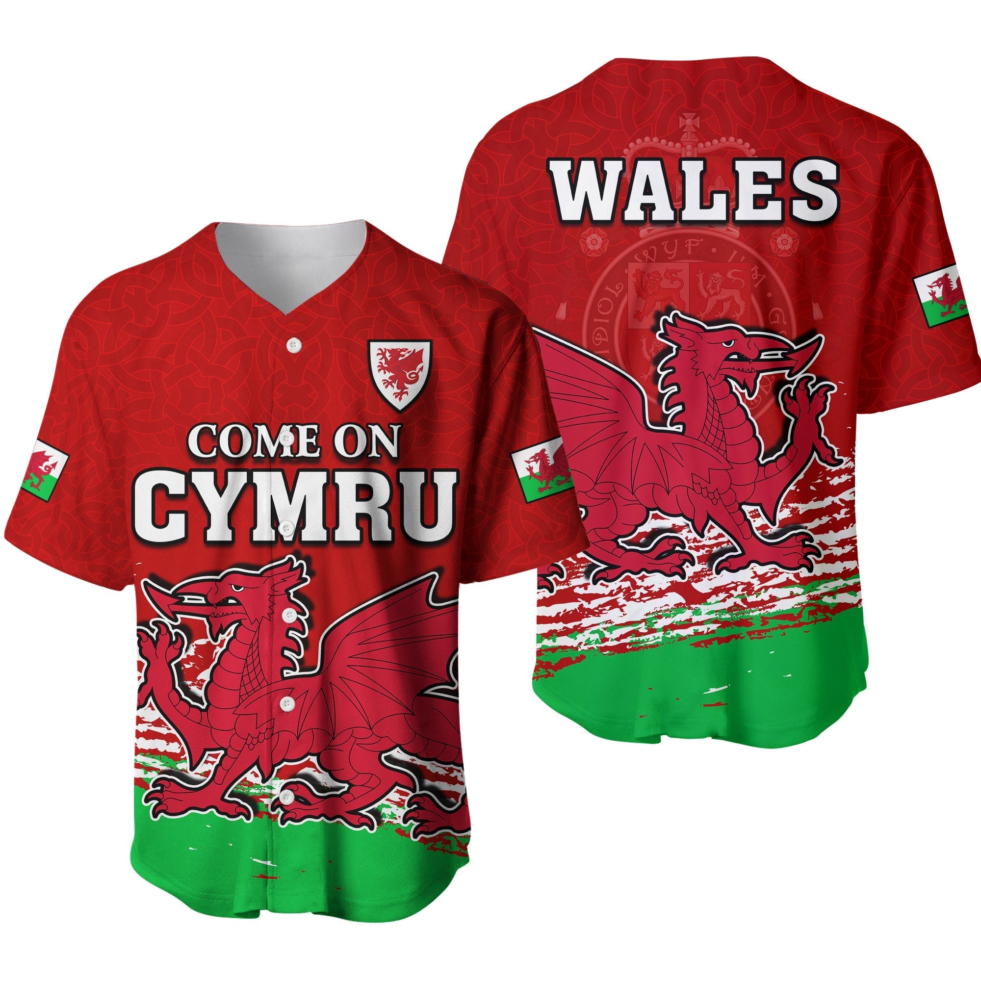 Wales Football 2022 Baseball Jersey Come On CYMRU The Red Wall Ver.01 LT13 - Wonder Print Shop