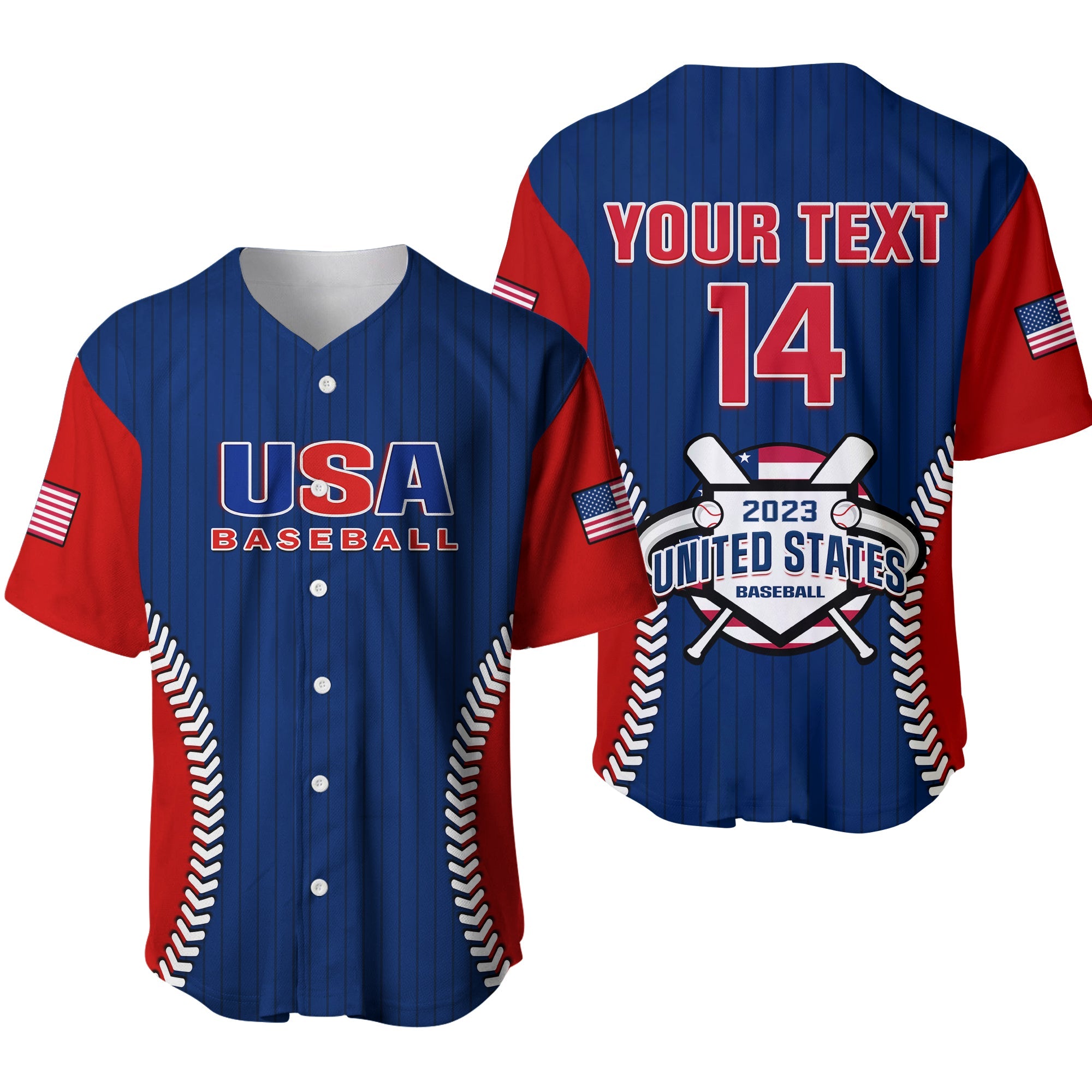 (Custom Text And Number) United States USA Baseball Jersey USA Baseball Sporty Style Ver.01 - Wonder Print Shop