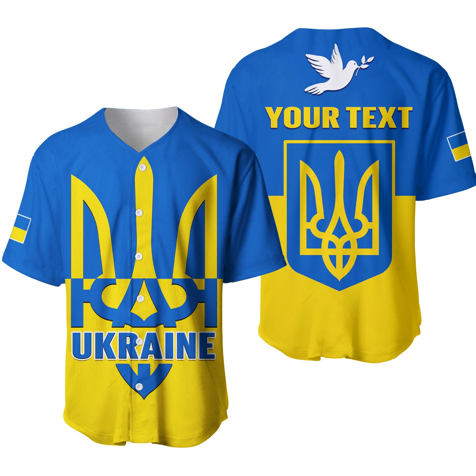 (Custom Personalised) Ukraine Baseball Jersey Stand With Ukrainian Simple Style Ver.01 - Wonder Print Shop