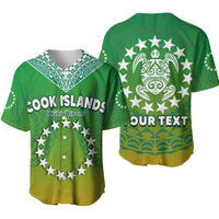 Green Cook Islands baseball jersey set, front and back with turtle emblem and stars