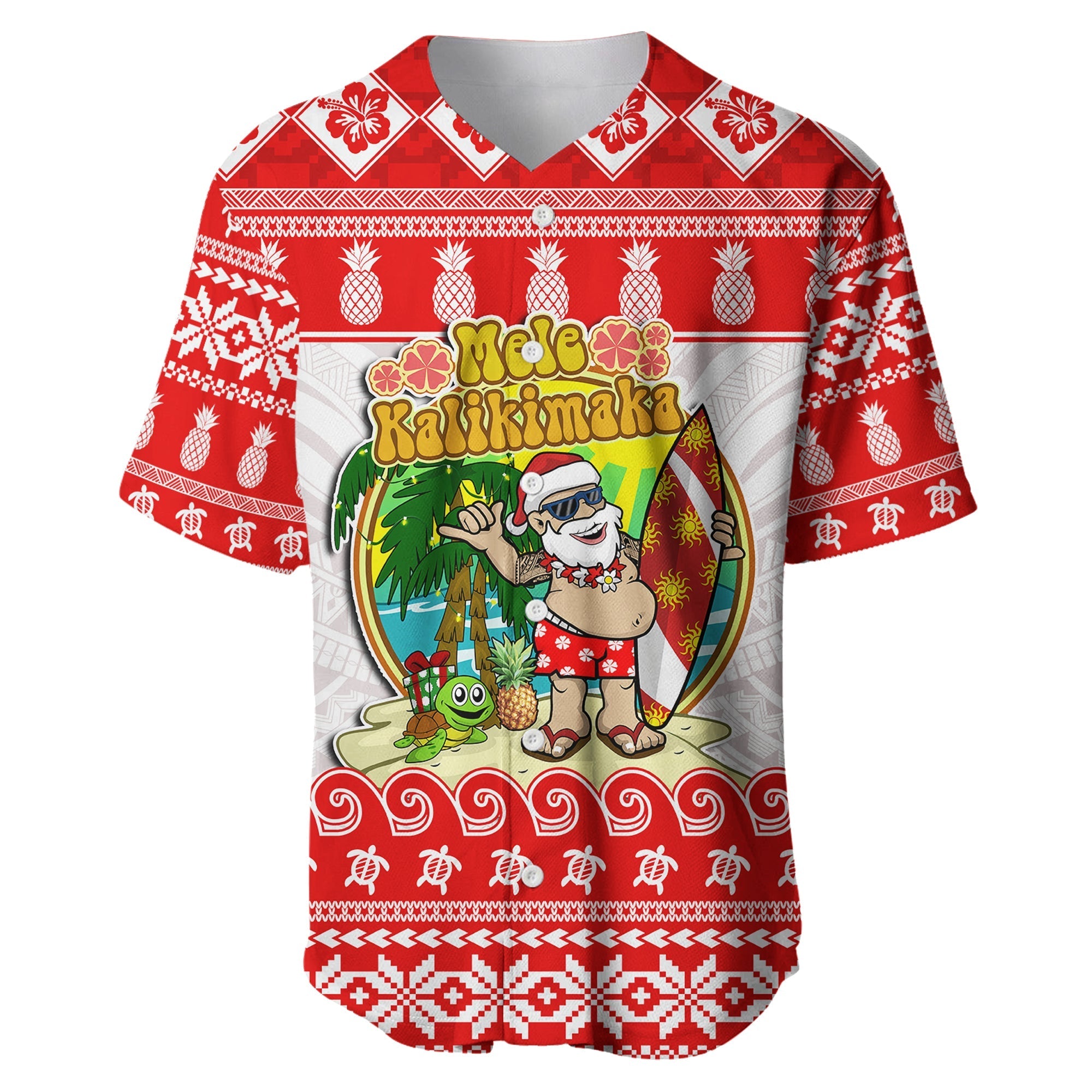 Hawaii Christmas Baseball Jersey Kanaka Polynesian Santa Claus Mele Kalikimaka - Wonder Print Shop