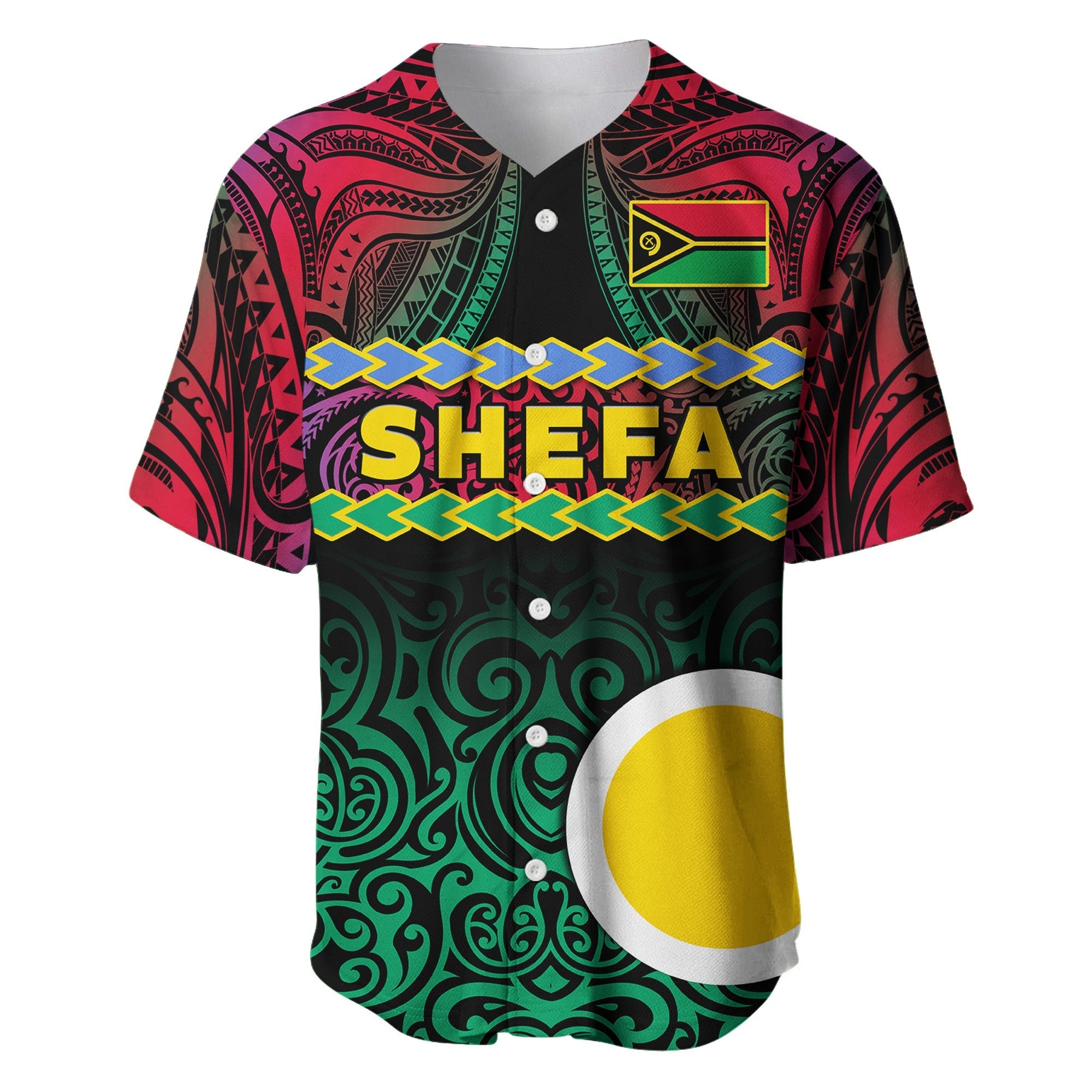 Shefa Province Baseball Jersey Vanuatu Pig Tusk Polynesian Flag Style - Wonder Print Shop