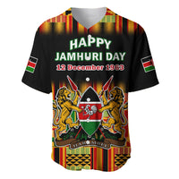 Black baseball jersey with Happy Jamhuri Day graphic, date text, and lions emblem