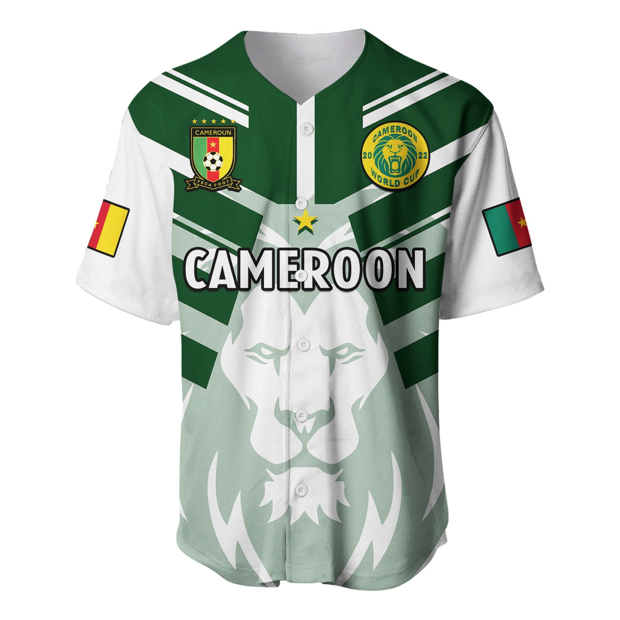 Cameroon Football Baseball Jersey Les Lions Indomptables White World Cup 2022 - Wonder Print Shop