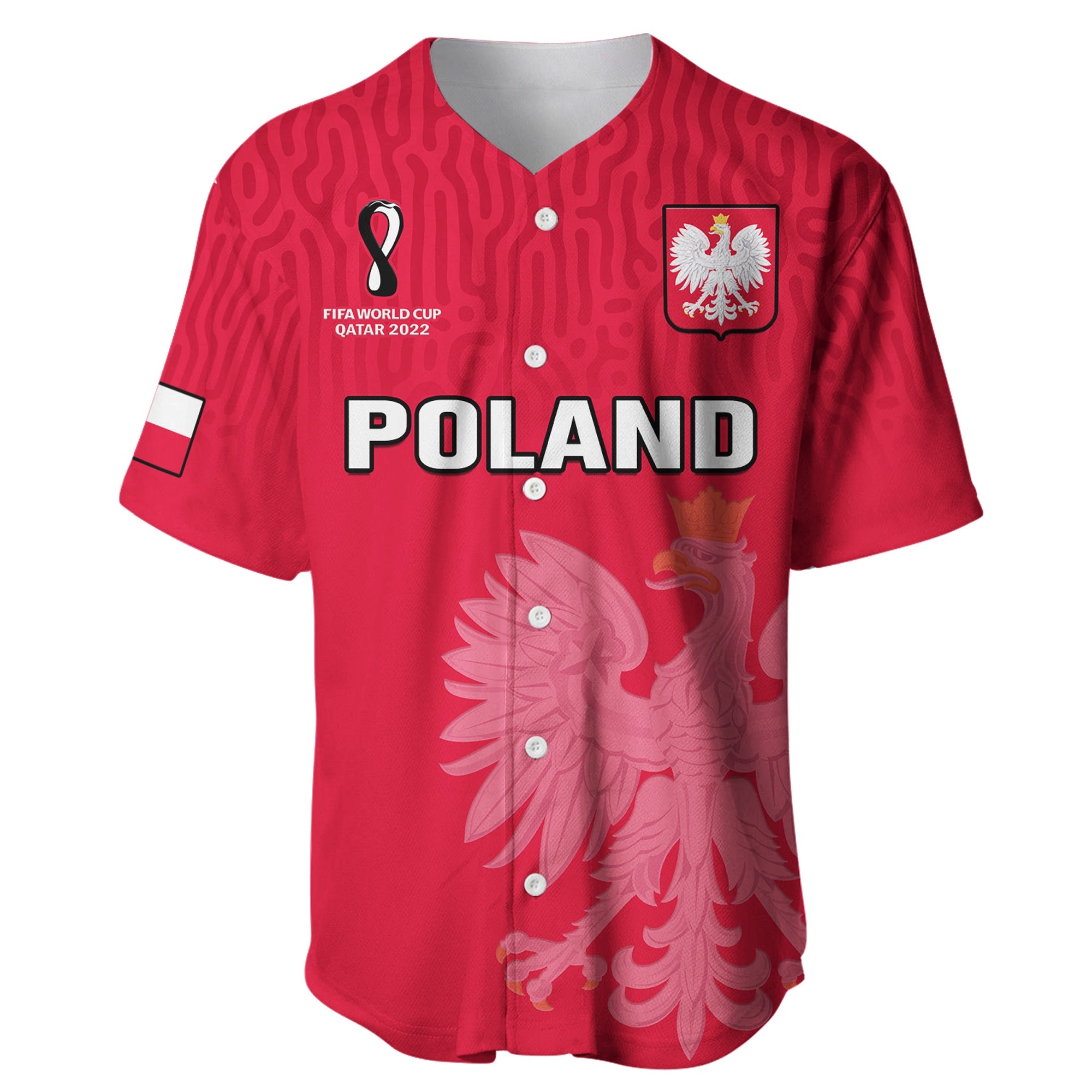 (Custom Text And Number) Poland Football Baseball Jersey Polska World Cup 2022 Red - Wonder Print Shop