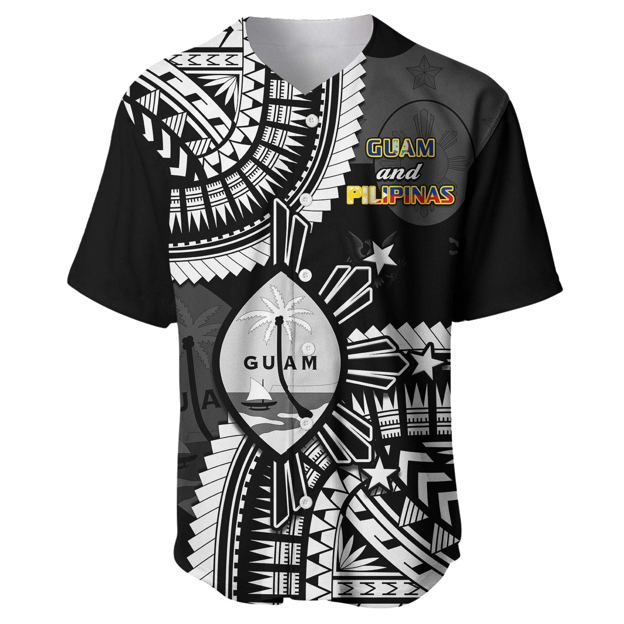 Guam and Philippines Baseball Jersey Guaman Filipinas Together Black Ver.01 - Wonder Print Shop