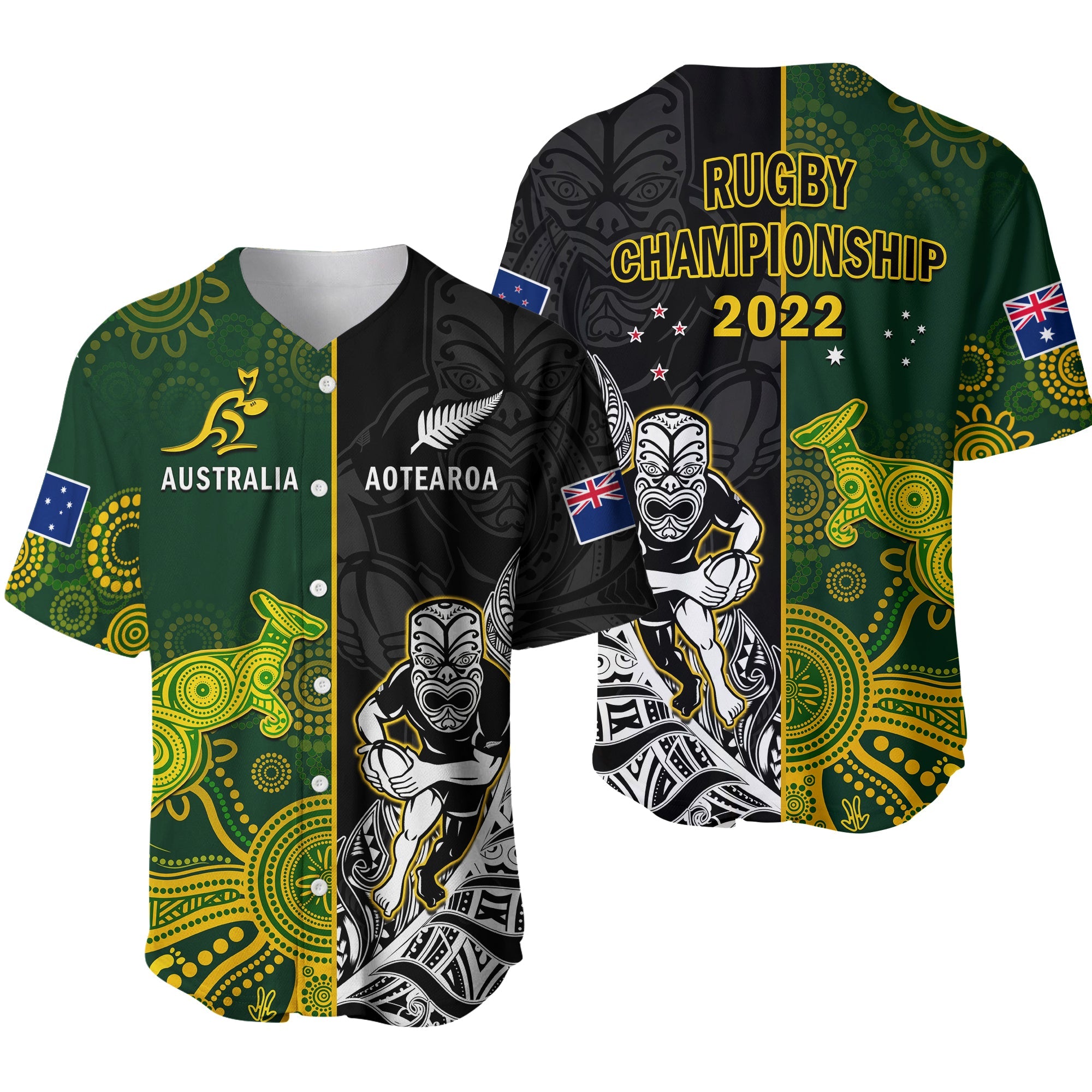 Australia Rugby Mix Aotearoa Rugby Baseball Jersey Wallabies All Black Special Version Ver.01 - Wonder Print Shop