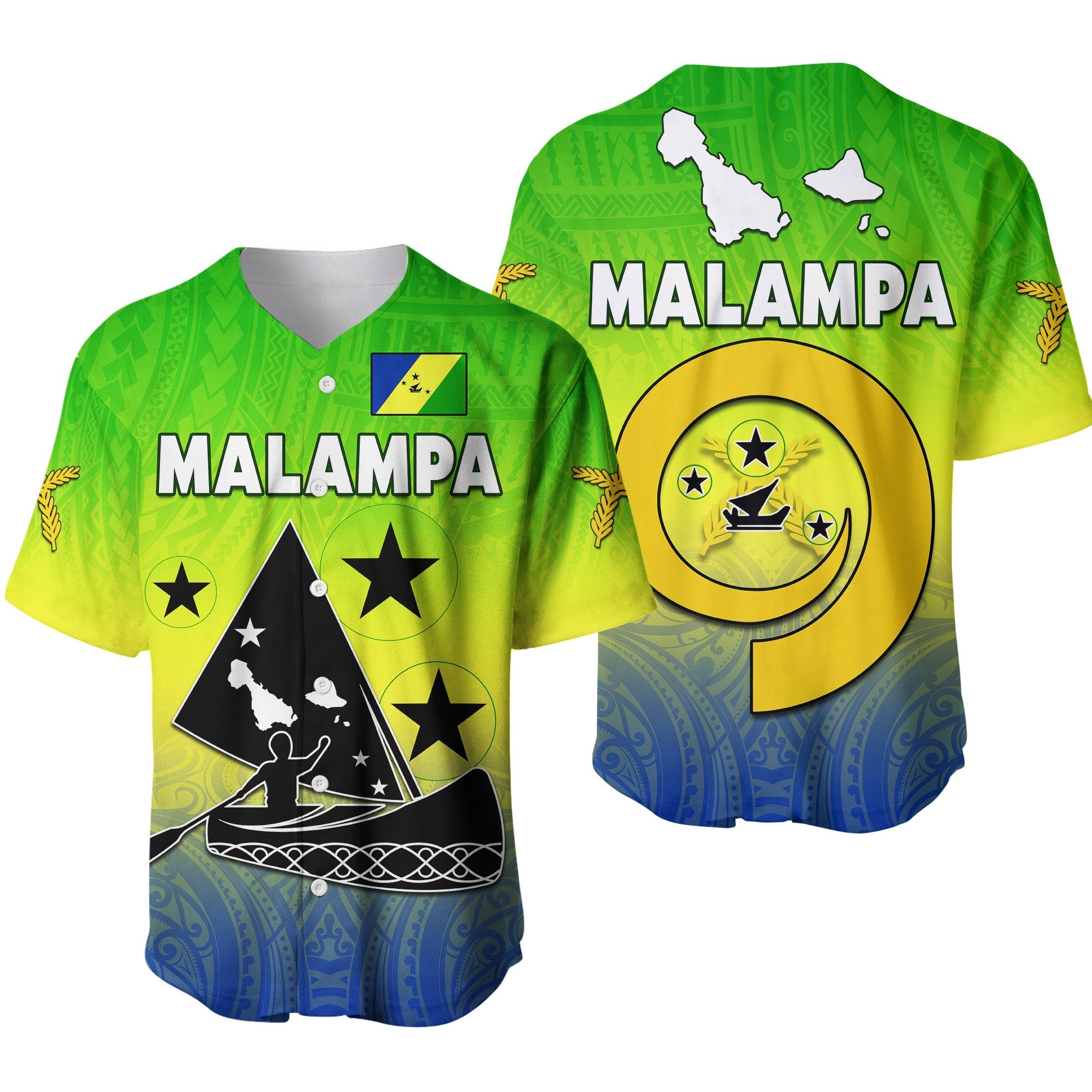 Malampa Province Baseball Jersey Native Canoe Mix Vanuatu Pig Tusk Green Version - Wonder Print Shop