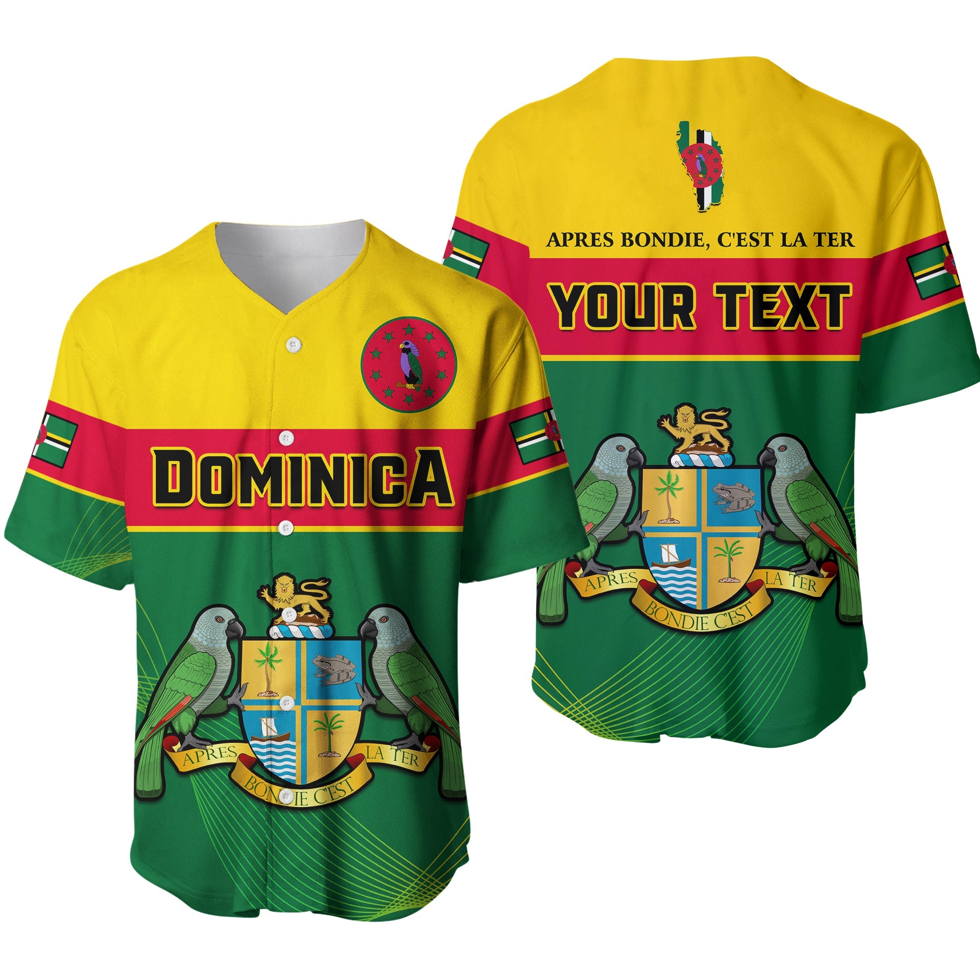 (Custom Personalised) Dominica Baseball Jersey Dominican Coat Of Arms With Map Ver.01 - Wonder Print Shop