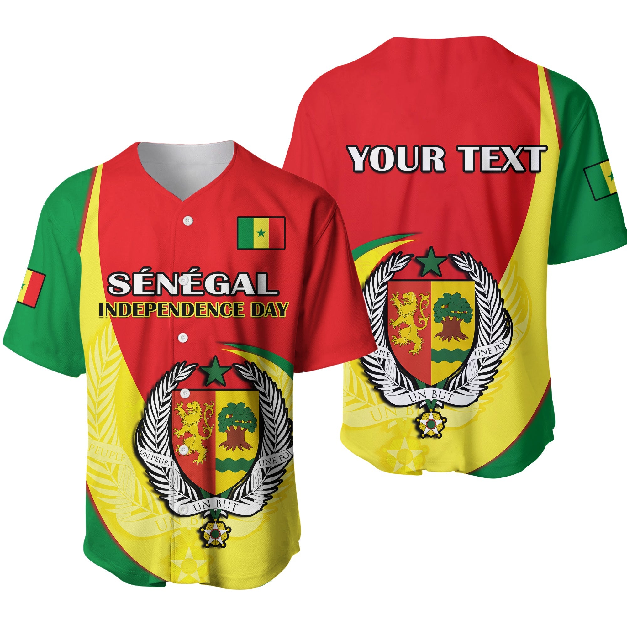 (Custom Personalised) Senegal Baseball Jersey Happy 63th Independence Day Ver.01 - Wonder Print Shop