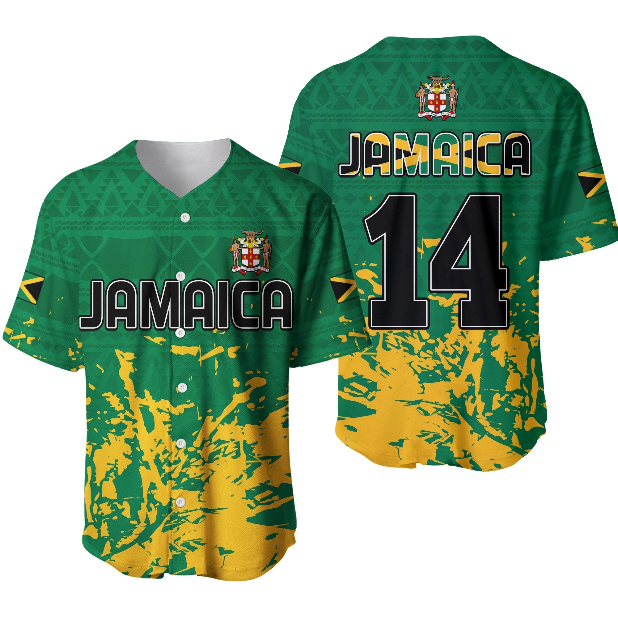 Jamaica Athletics Baseball Jersey Jamaican Flag With African Pattern Sporty Style - Wonder Print Shop