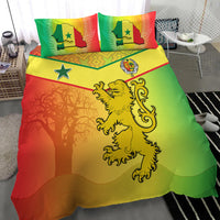Reggae Senegal bedding set featuring lion outline, map panel art, and two matching pillows