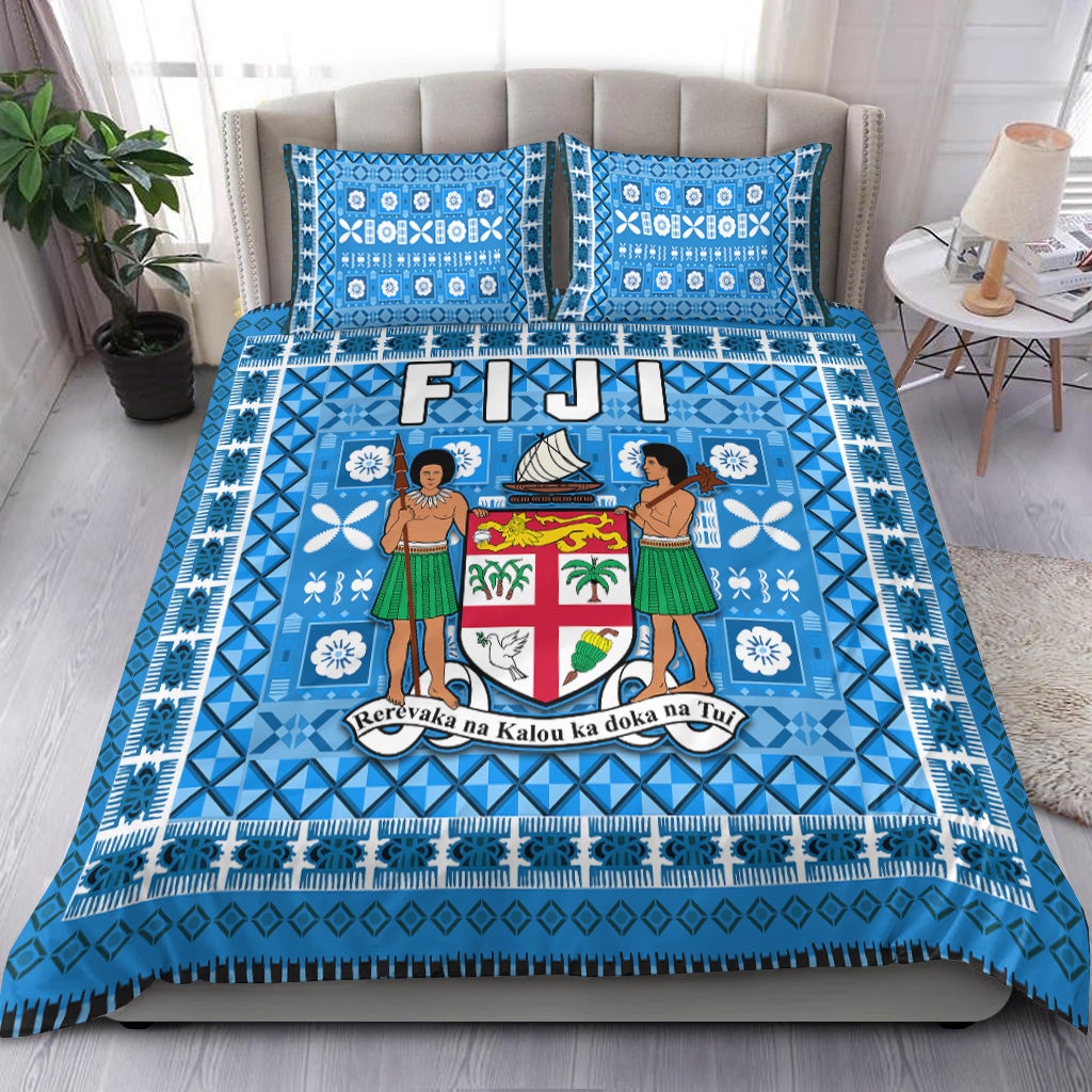 Fiji Bedding Set Pattern - Fijian Tapa Pattern Blue LT13 - Wonder Print Shop