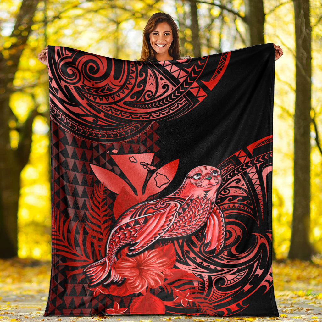 hawaii-monk-seal-premium-blanket-kakau-with-kanaka-red