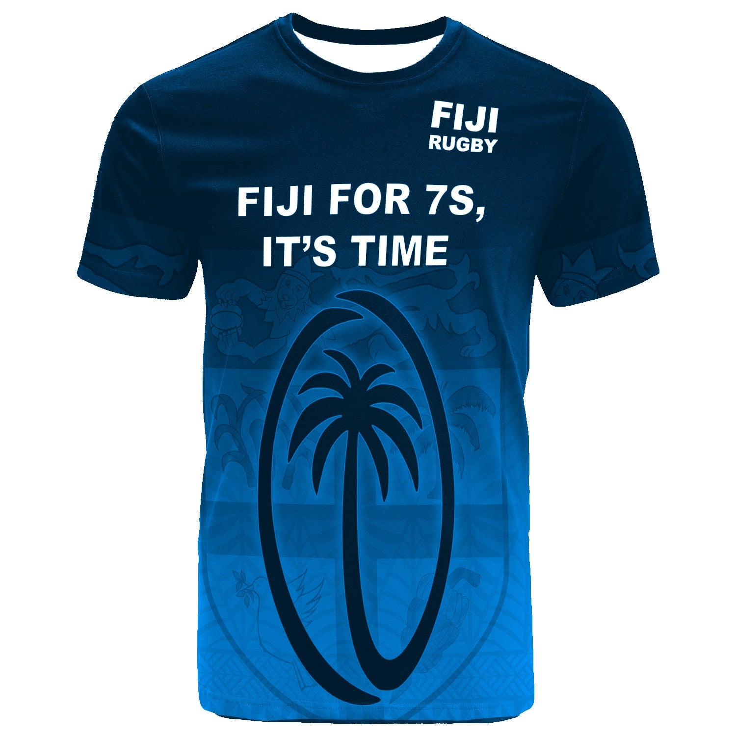 Fiji Rugby T Shirt Fiji For 7s, It's Time Blue RLT7 - Wonder Print Shop