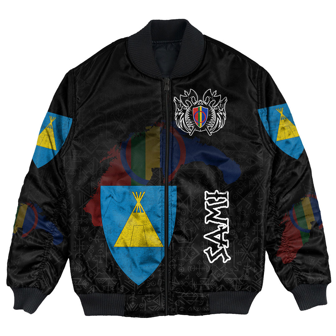 (Custom) Viking - Sami Flag and Map Bomber Jackets style Viking Geri and Freki RLT12 - Wonder Print Shop