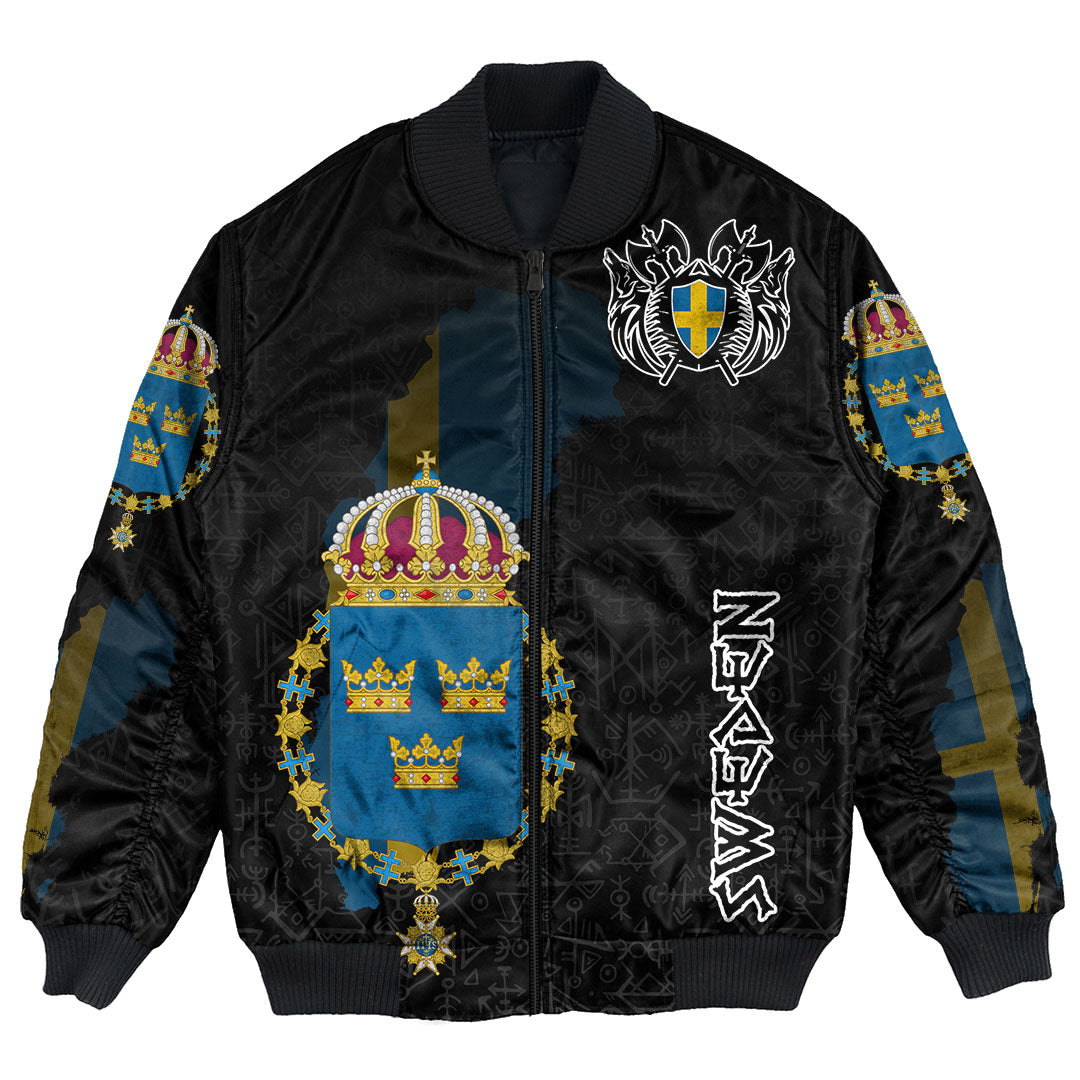 (Custom) Viking - Sweden Flag and Map (1) Bomber Jackets style Viking Geri and Freki RLT12 - Wonder Print Shop