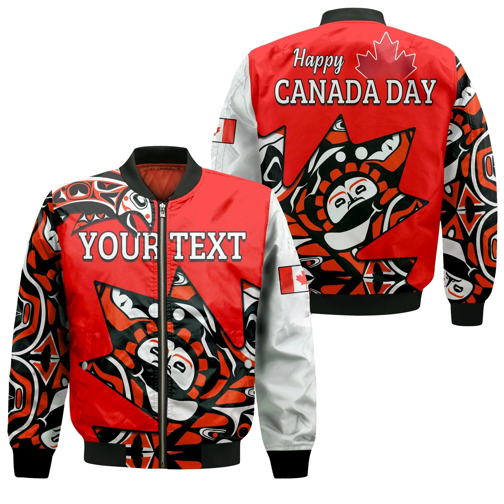 (Custom Personalised) Canada Haida Bomber Jacket Maple Leaf Canadian LT13 - Wonder Print Shop