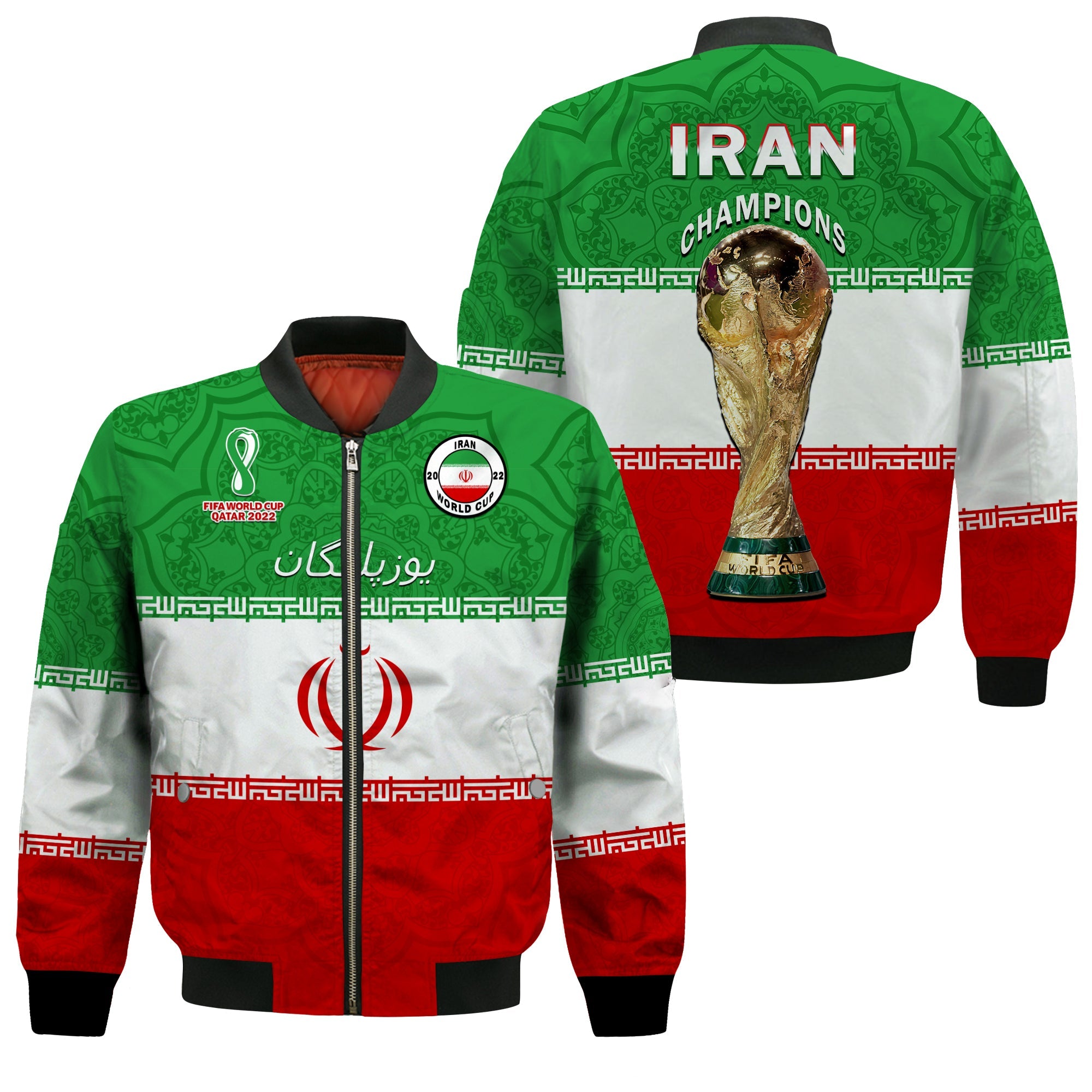 Iran Football Bomber Jacket Team Melli Champions World Cup 2022 - Wonder Print Shop