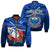 Samoa Rugby Bomber Jacket Manu Samoa Polynesian Hibiscus Blue Style - Wonder Print Shop