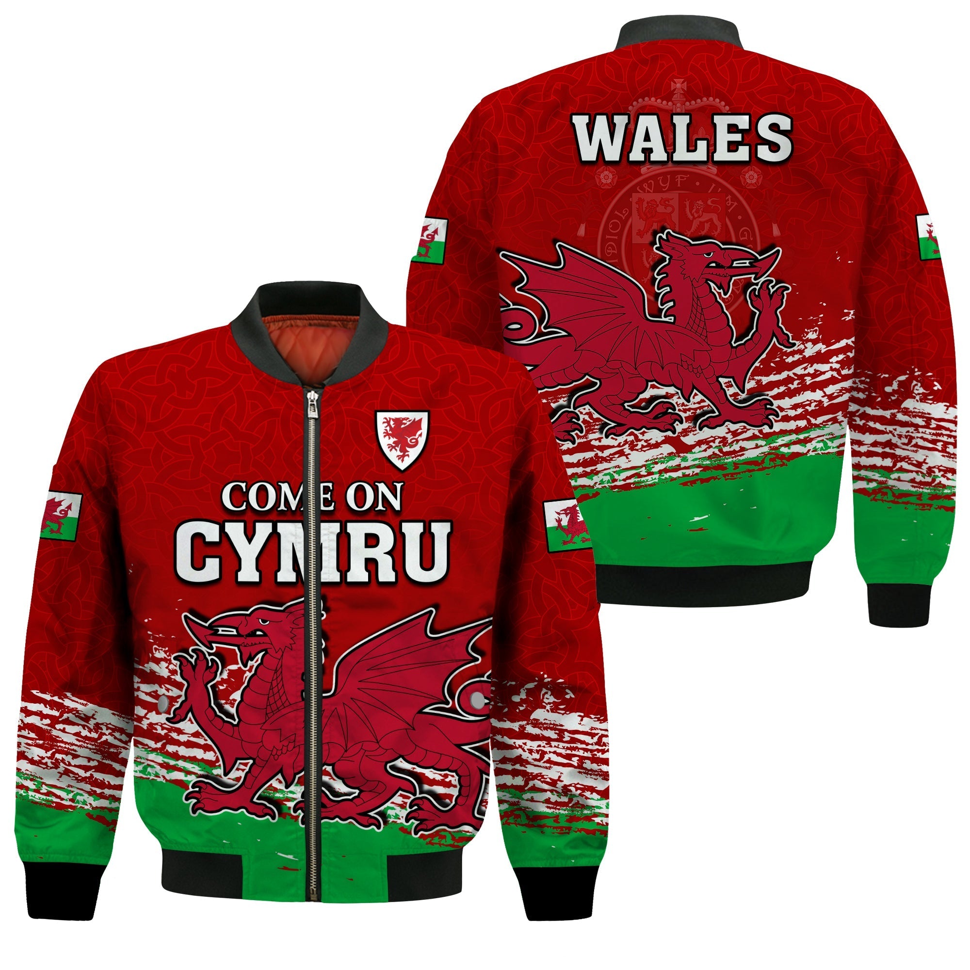 Wales Football 2022 Bomber Jacket Come On CYMRU The Red Wall LT13 - Wonder Print Shop