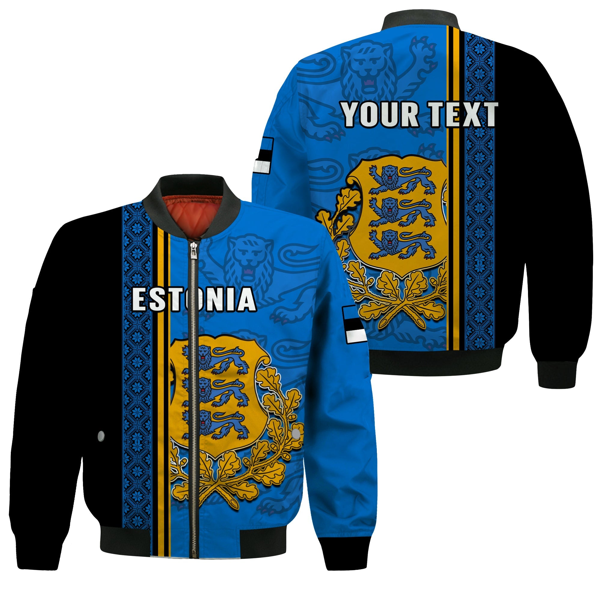 (Custom Personalised) Estonia Bomber Jacket Happy Estonian Independence Day With Coat Of Arms - Wonder Print Shop