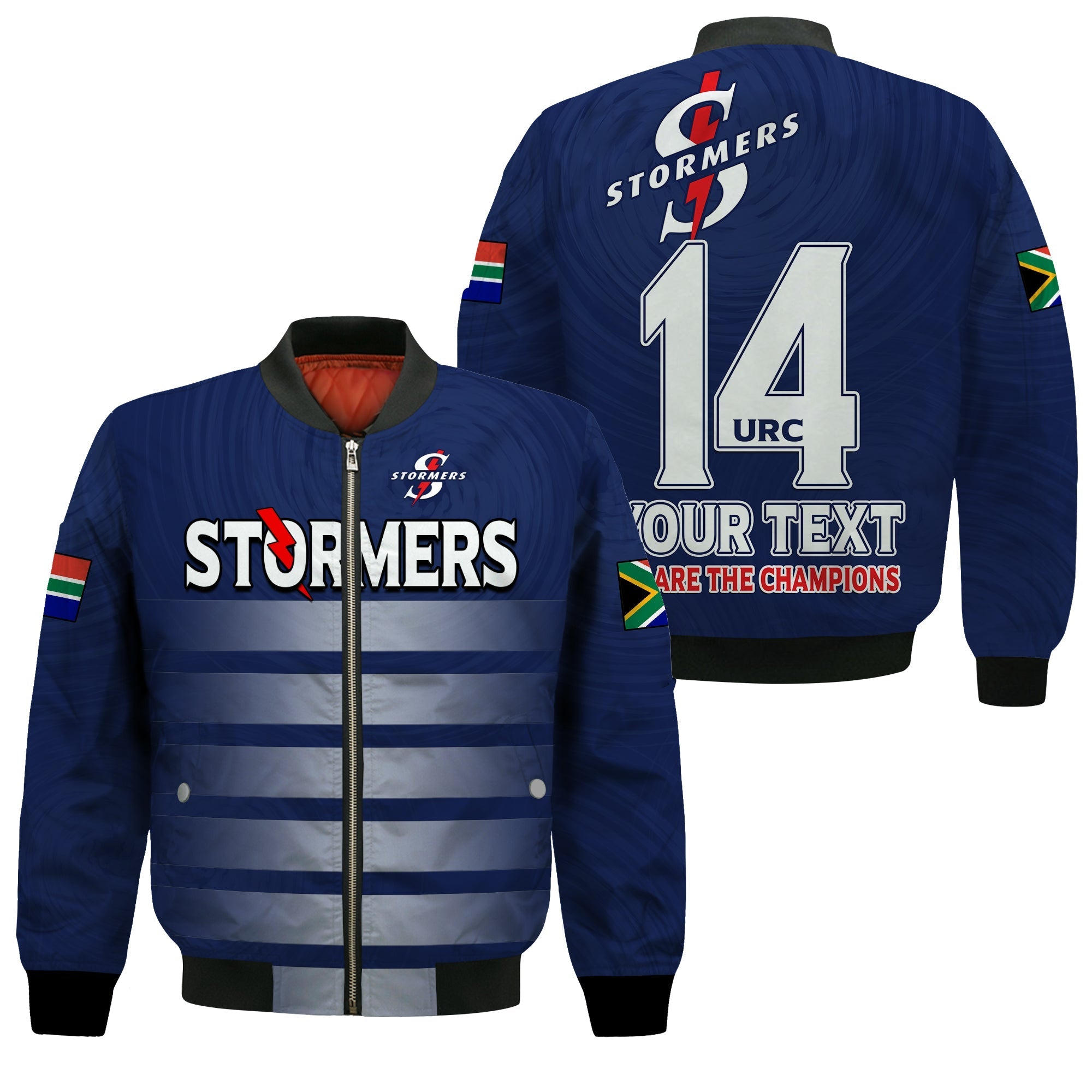 (Custom Text And Number) Stormers South Africa Rugby Bomber Jacket We Are The Champions URC Unity - Wonder Print Shop