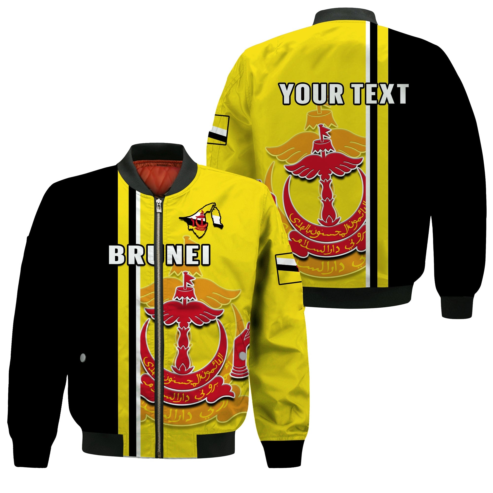 (Custom Personalised) Brunei Bomber Jacket Happy Independence Day With Coat Of Arms - Wonder Print Shop