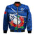 Samoa Rugby Bomber Jacket Manu Samoa Polynesian Hibiscus Blue Style - Wonder Print Shop