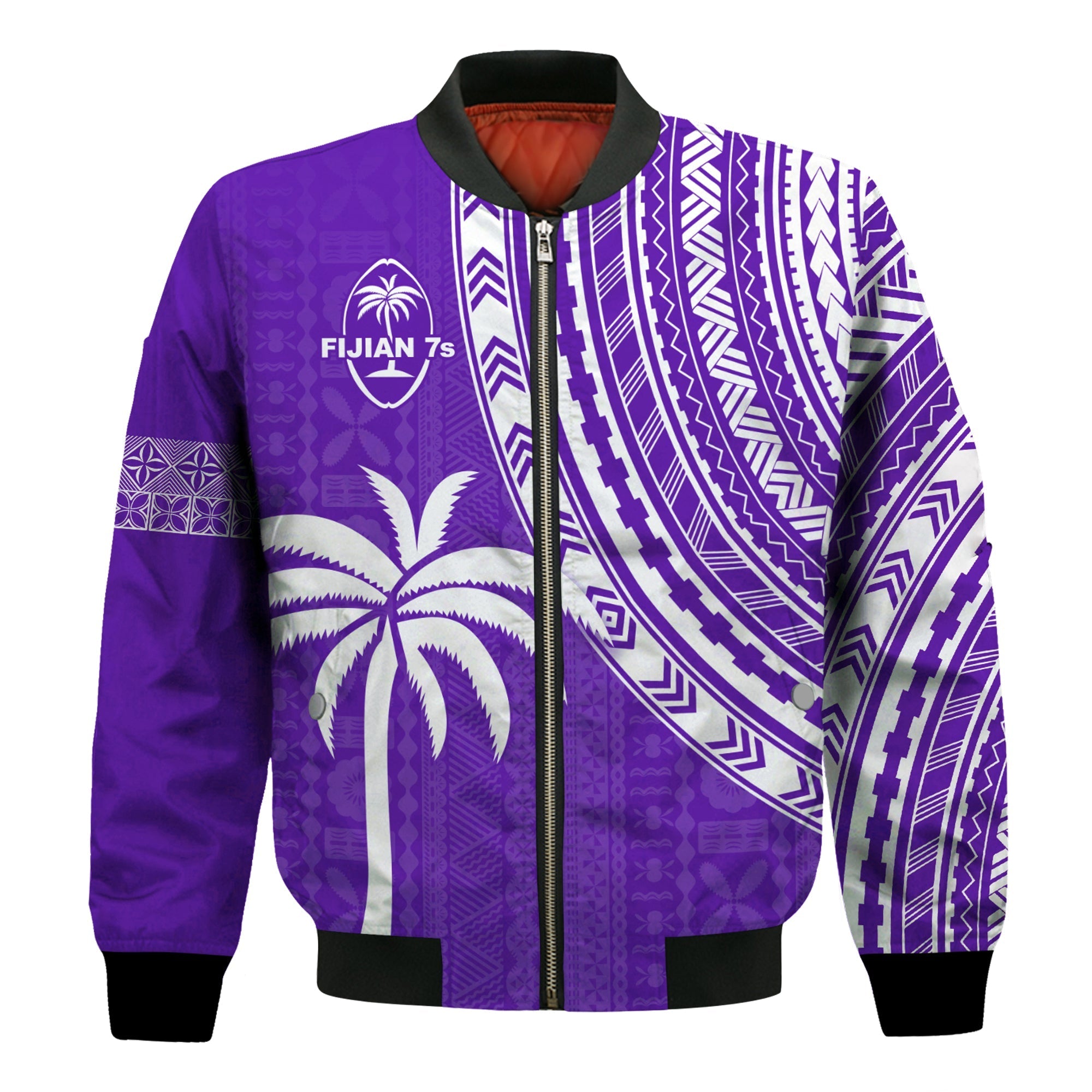 Fiji Rugby Sevens Bomber Jacket Fijian 7s Tapa Polynesian Purple LT13 - Wonder Print Shop