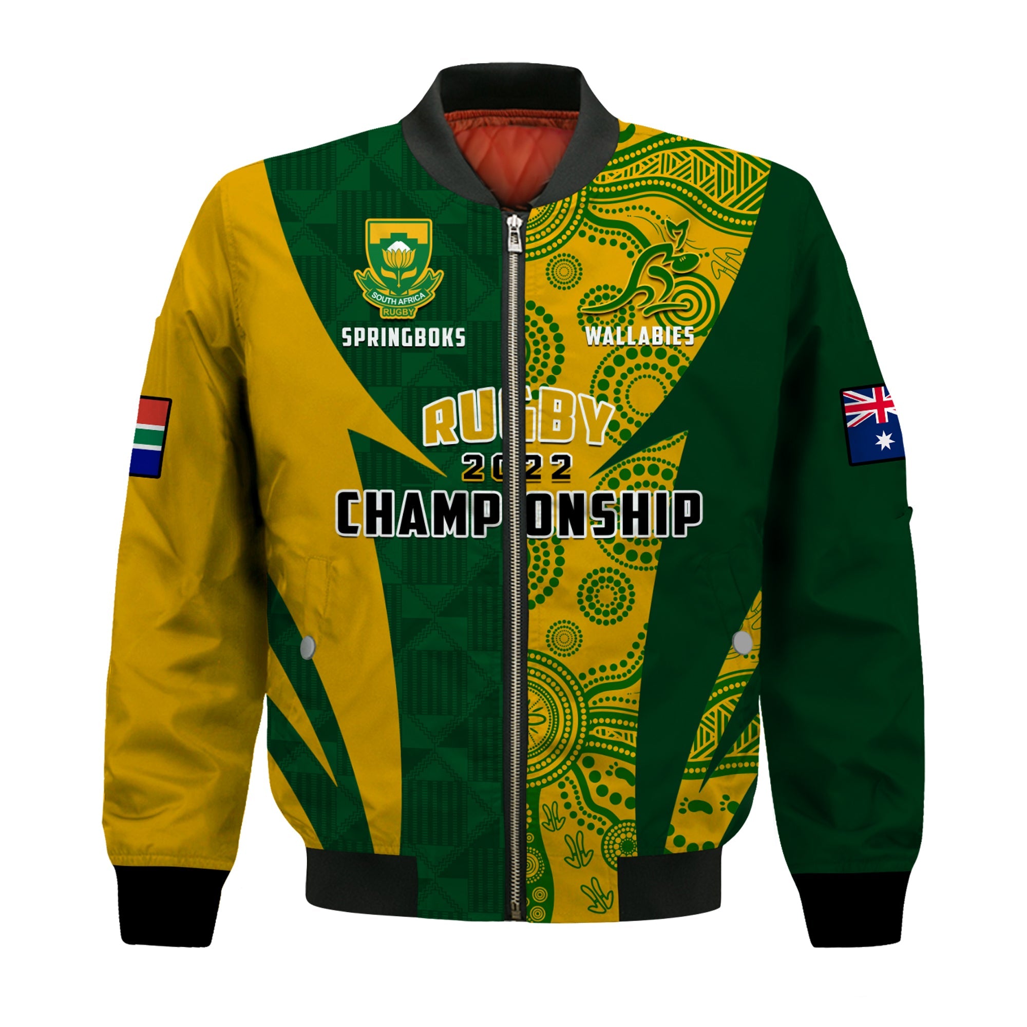 Australia Rugby and South Africa Rugby Bomber Jacket Wallabies Mix Springboks Sporty - Wonder Print Shop