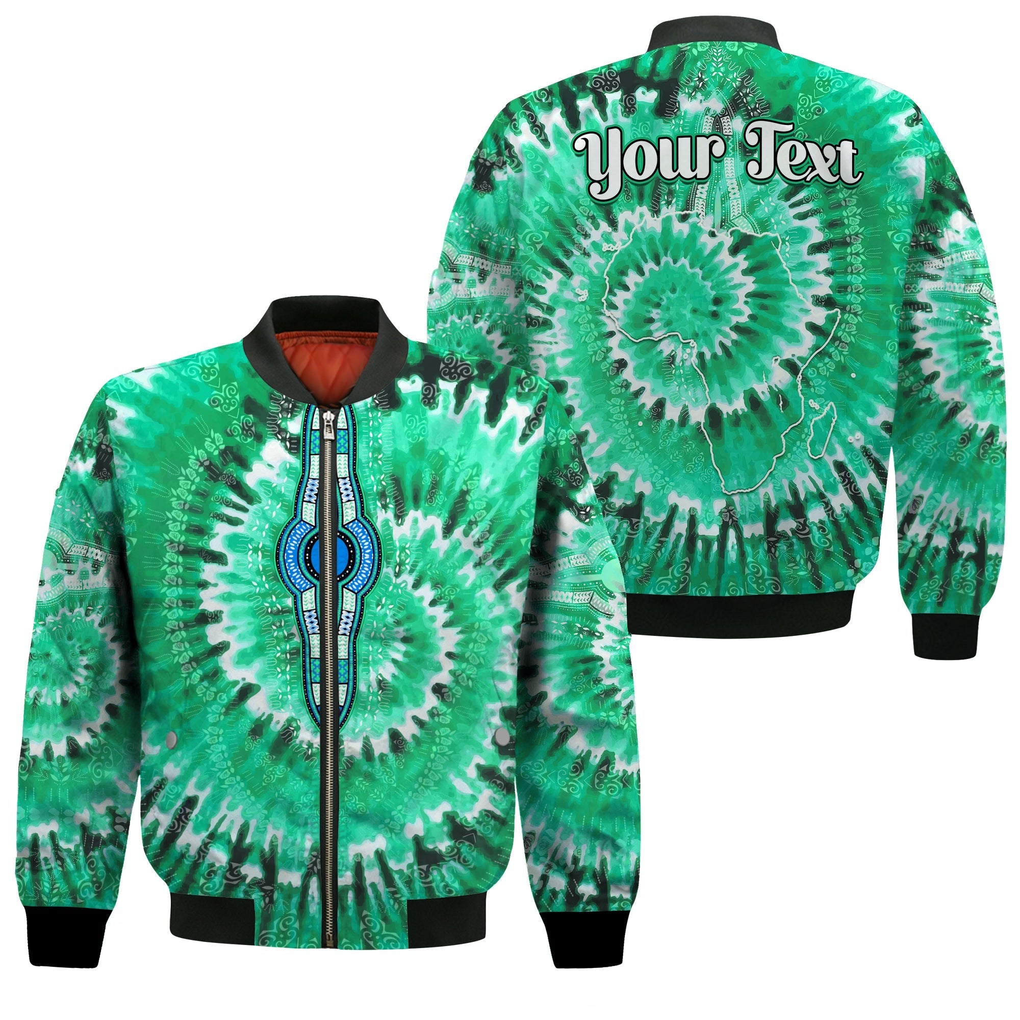 (Custom Personalised) Africa Tie Dye Bomber Jacket Green Fashion LT13 - Wonder Print Shop