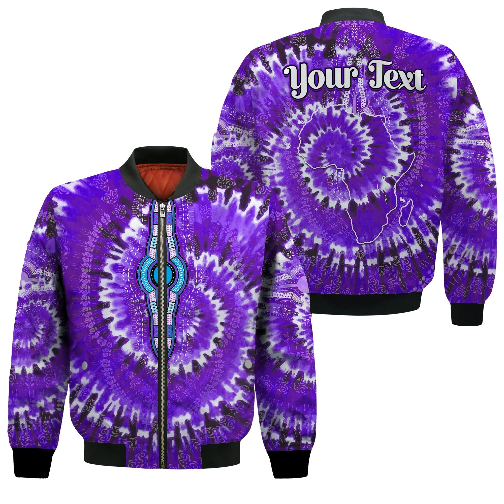 (Custom Personalised) Africa Tie Dye Bomber Jacket Purple Fashion LT13 - Wonder Print Shop