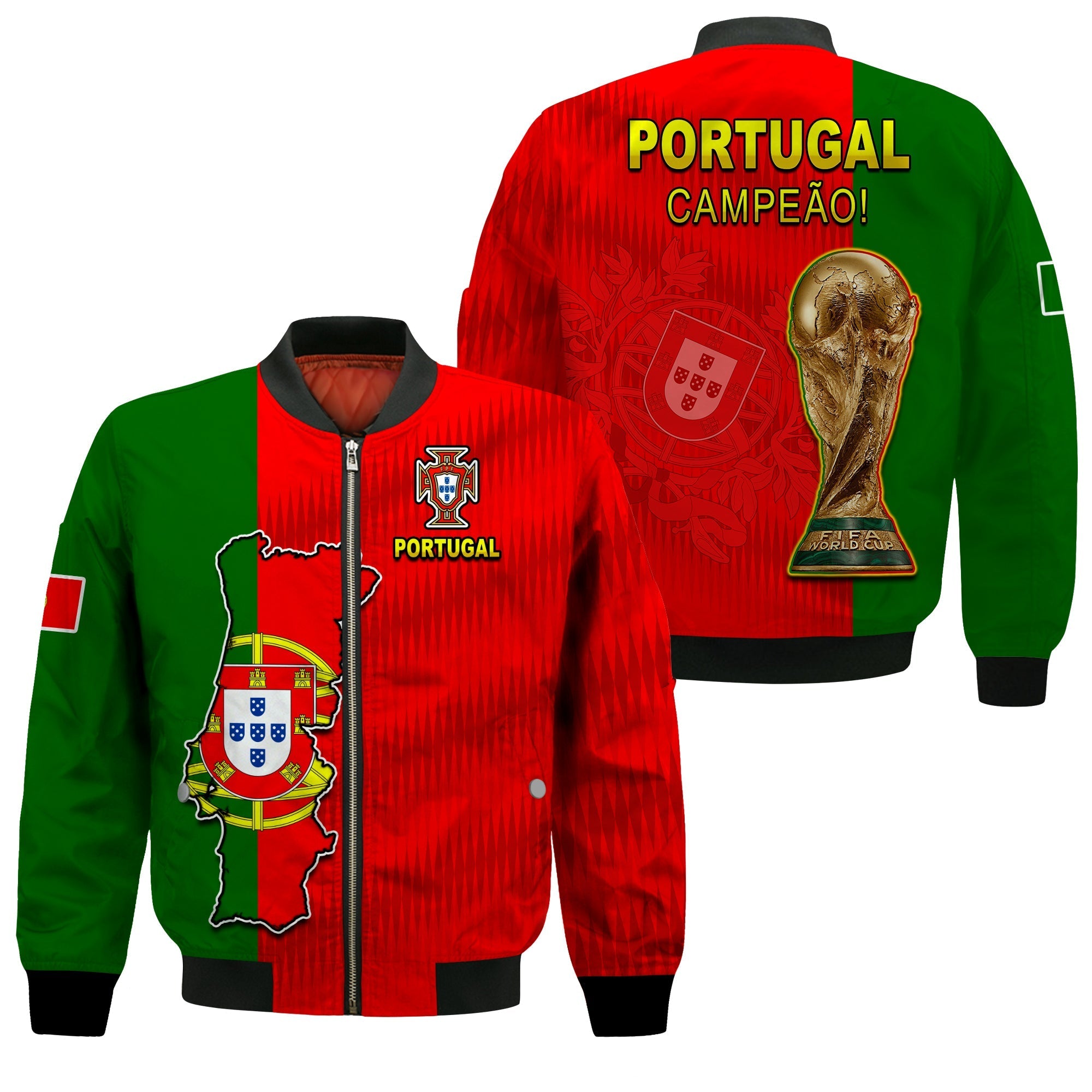 Portugal Football 2022 Bomber Jacket Style Flag Portuguese Champions LT13 - Wonder Print Shop