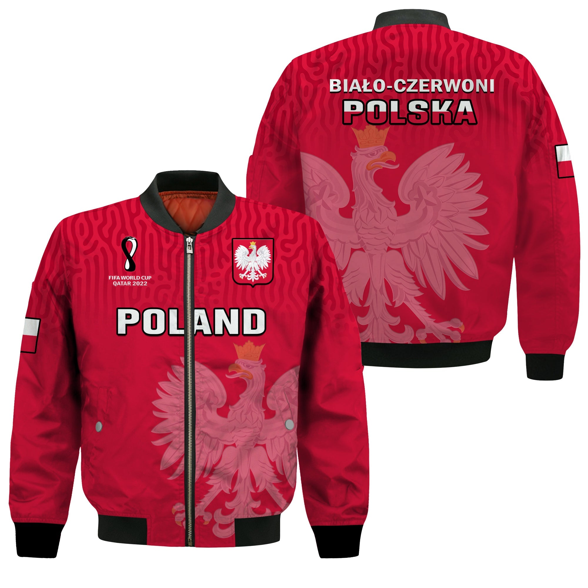 Poland Football Bomber Jacket Polska World Cup 2022 Red - Wonder Print Shop