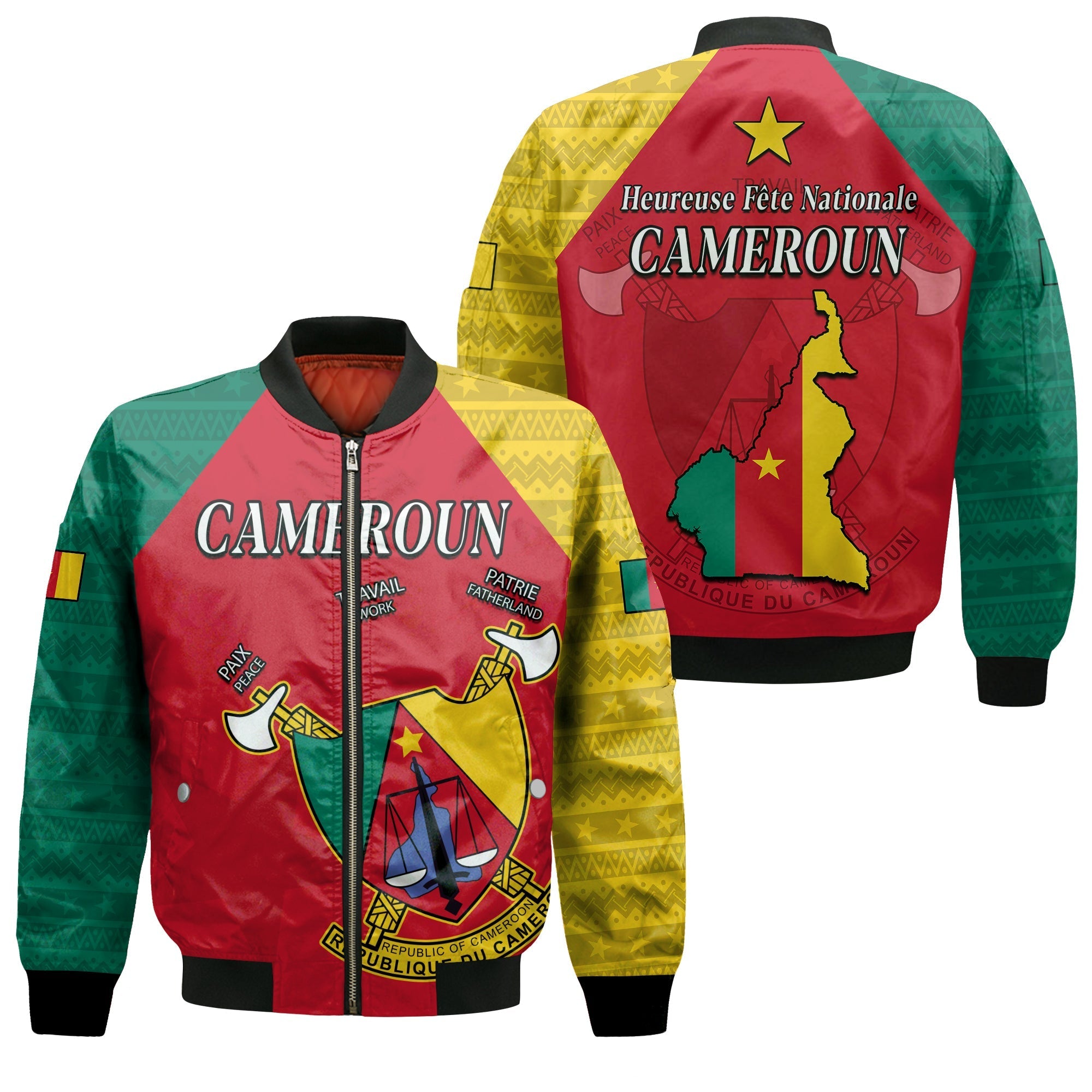 Cameroon Bomber Jacket Independence Day Cameroonians Pattern LT13 - Wonder Print Shop