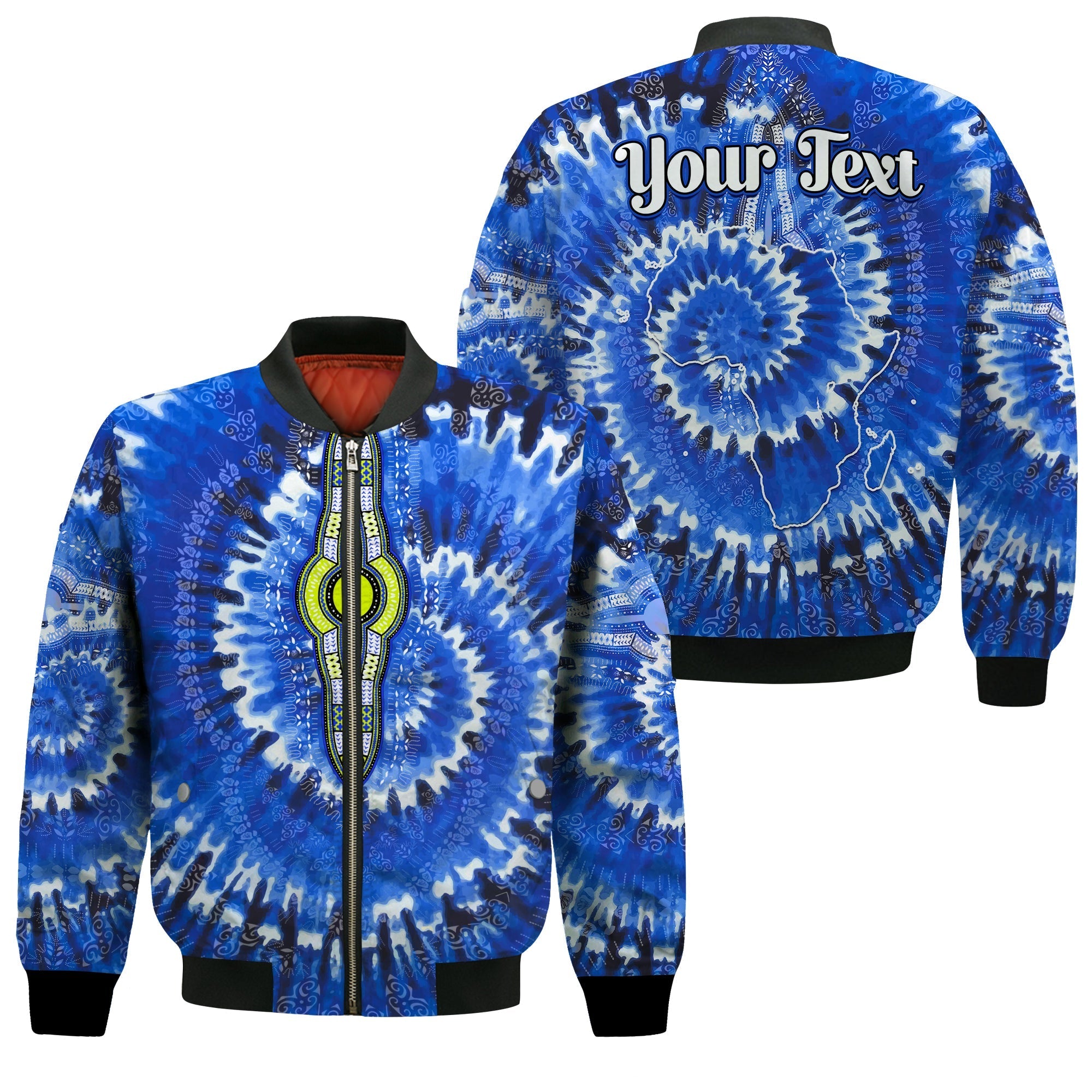 (Custom Personalised) Africa Tie Dye Bomber Jacket Blue Fashion LT13 - Wonder Print Shop