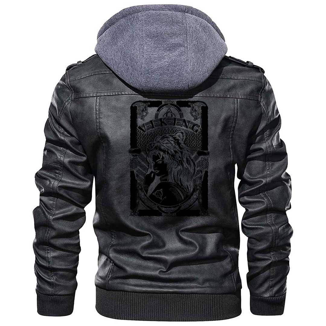 Viking Clothing Viking Barbarian Woman Warrior In Skin Of Bear Zipper Leather Jacket RLT12 - Wonder Print Shop