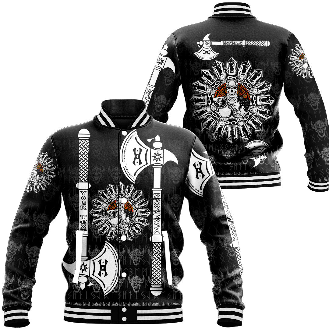 (Custom) Wonder Print Shop - Baseball Jacket Skull Warrior Dead Hero with Hammer RLT12 - Wonder Print Shop