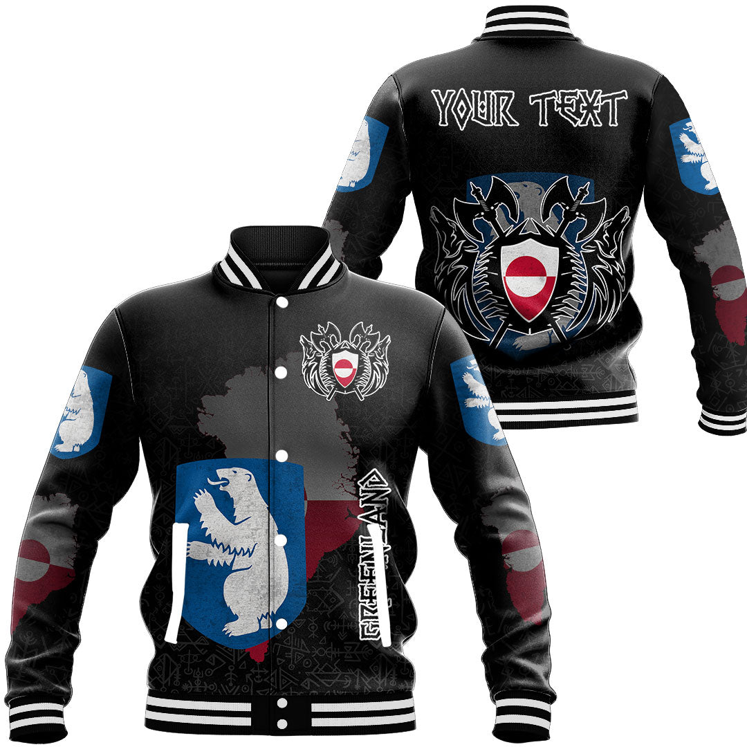 (Custom) Viking - Greenland Flag and Map Baseball Jackets style Viking Geri and Freki RLT12 - Wonder Print Shop