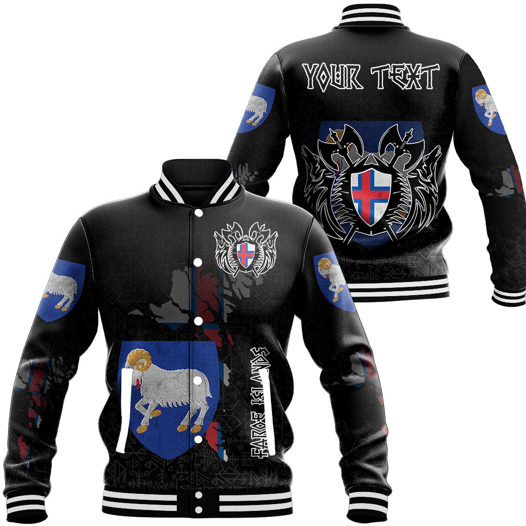 (Custom) Viking - Faroe Islands Flag and Map Baseball Jackets style Viking Geri and Freki RLT12 - Wonder Print Shop