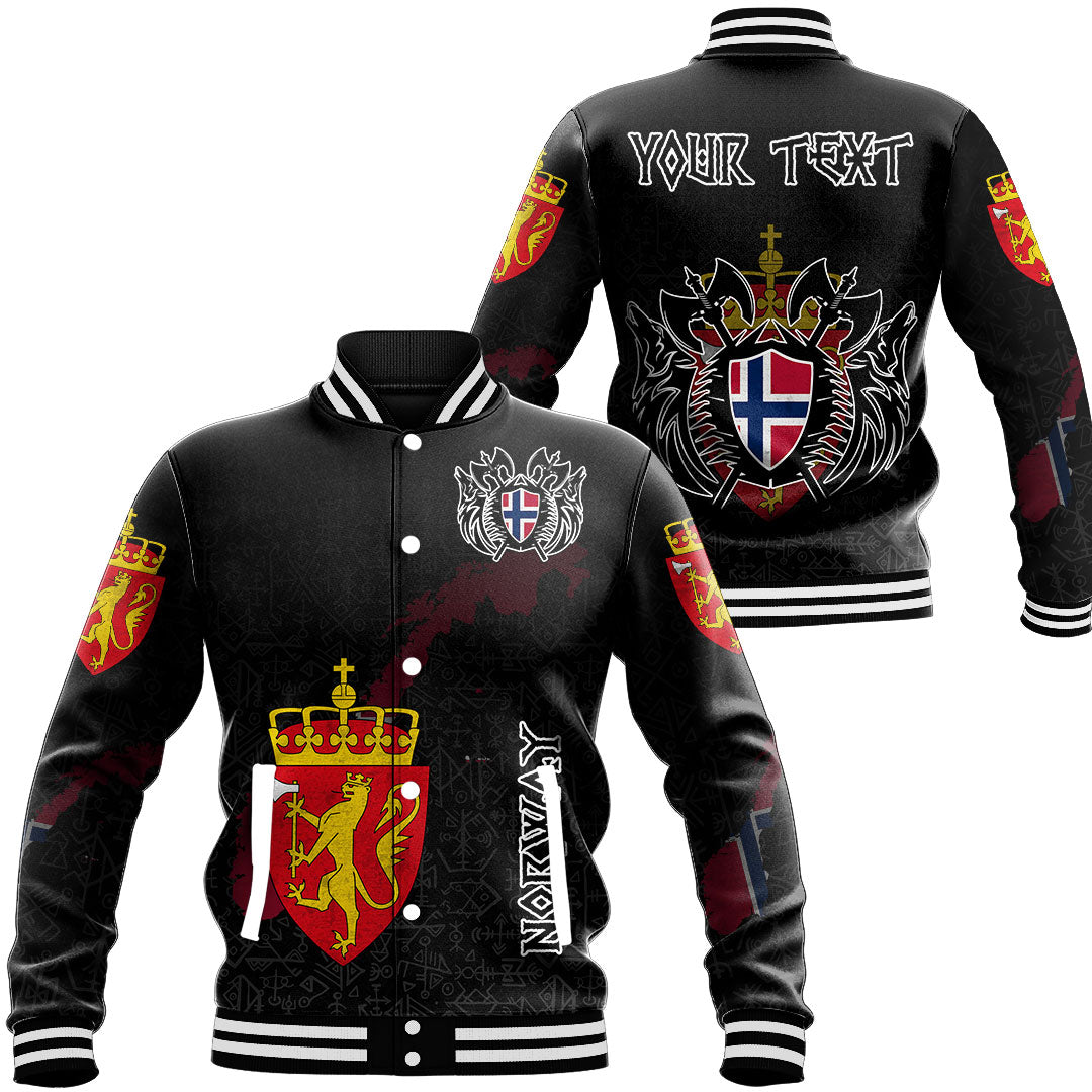 (Custom) Viking - Norway Flag and Map Baseball Jackets style Viking Geri and Freki RLT12 - Wonder Print Shop