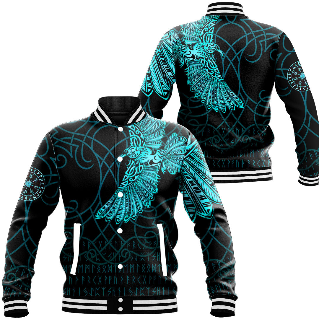 Viking Clothing Viking Odin's Celtic Ravens Cyan Version Baseball Jackets RLT12 - Wonder Print Shop