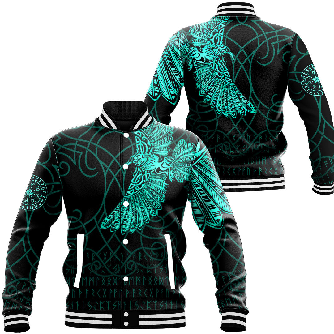 Viking Clothing Viking Odins Raven Tattoo Cyan Version Baseball Jackets RLT12 - Wonder Print Shop