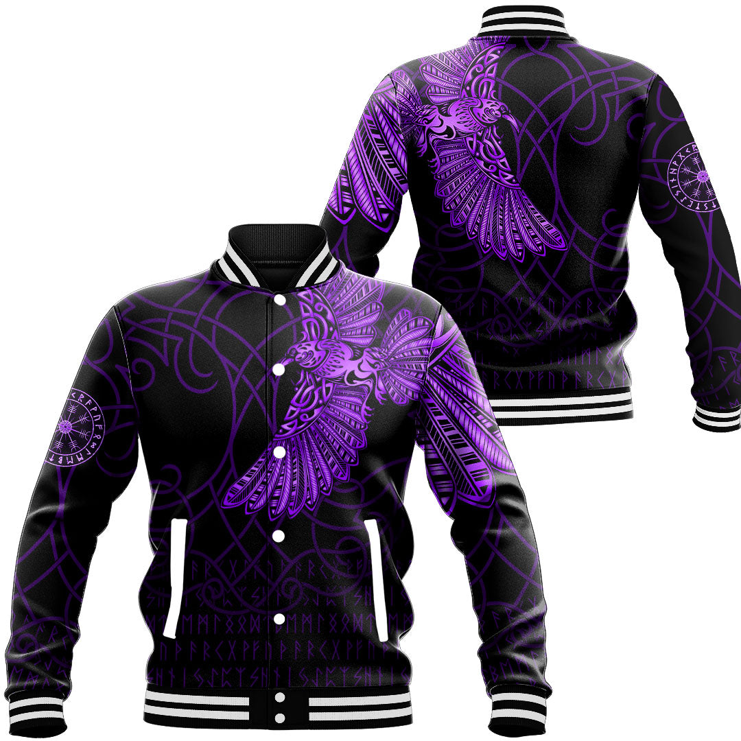 Viking Clothing Viking Odins Raven Tattoo Purple Version Baseball Jackets RLT12 - Wonder Print Shop