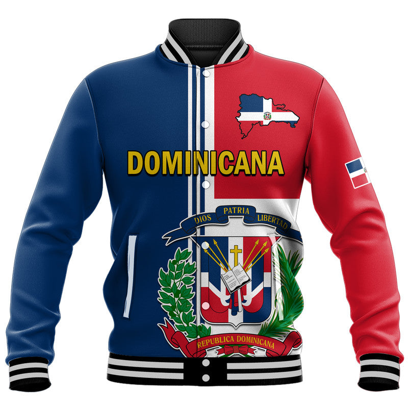 (Custom Personalised) Dominican Republic Baseball Jacket Coat Of Arms And Flag Map LT9 - Wonder Print Shop