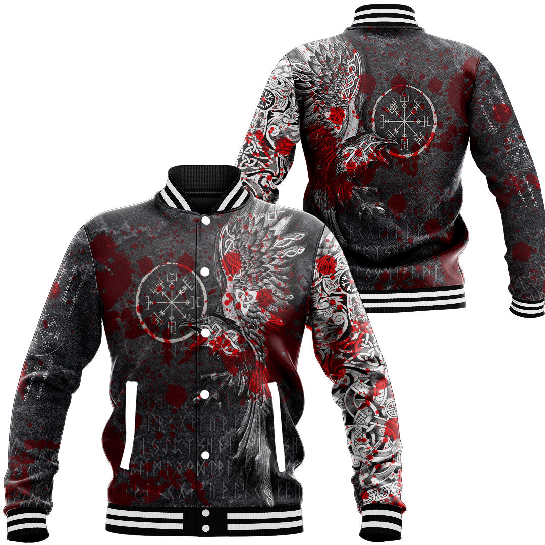 Viking Clothing Viking Odin Raven Tattoo Style Blood Version Baseball Jackets RLT12 - Wonder Print Shop